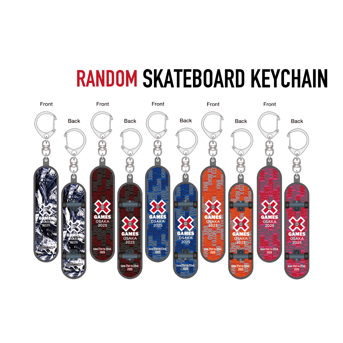 X GAMES 2025 スケートボードキーホルダー（ランダム） | X Games 2025
