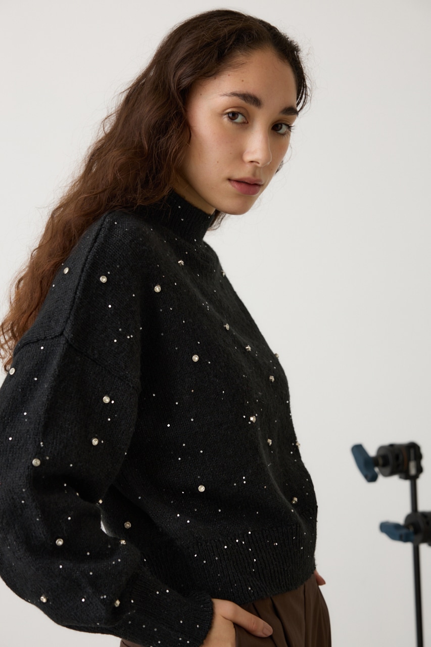 crie conforto】ラインストーンニット｜WOMEN｜254HAT70-099I｜AZUL BY