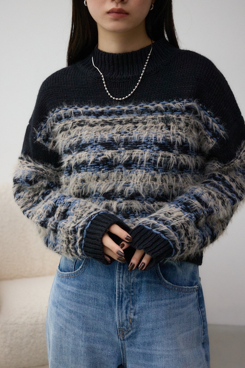 ランダムボーダーシャギーニット｜WOMEN｜250HAB70-543I｜AZUL BY