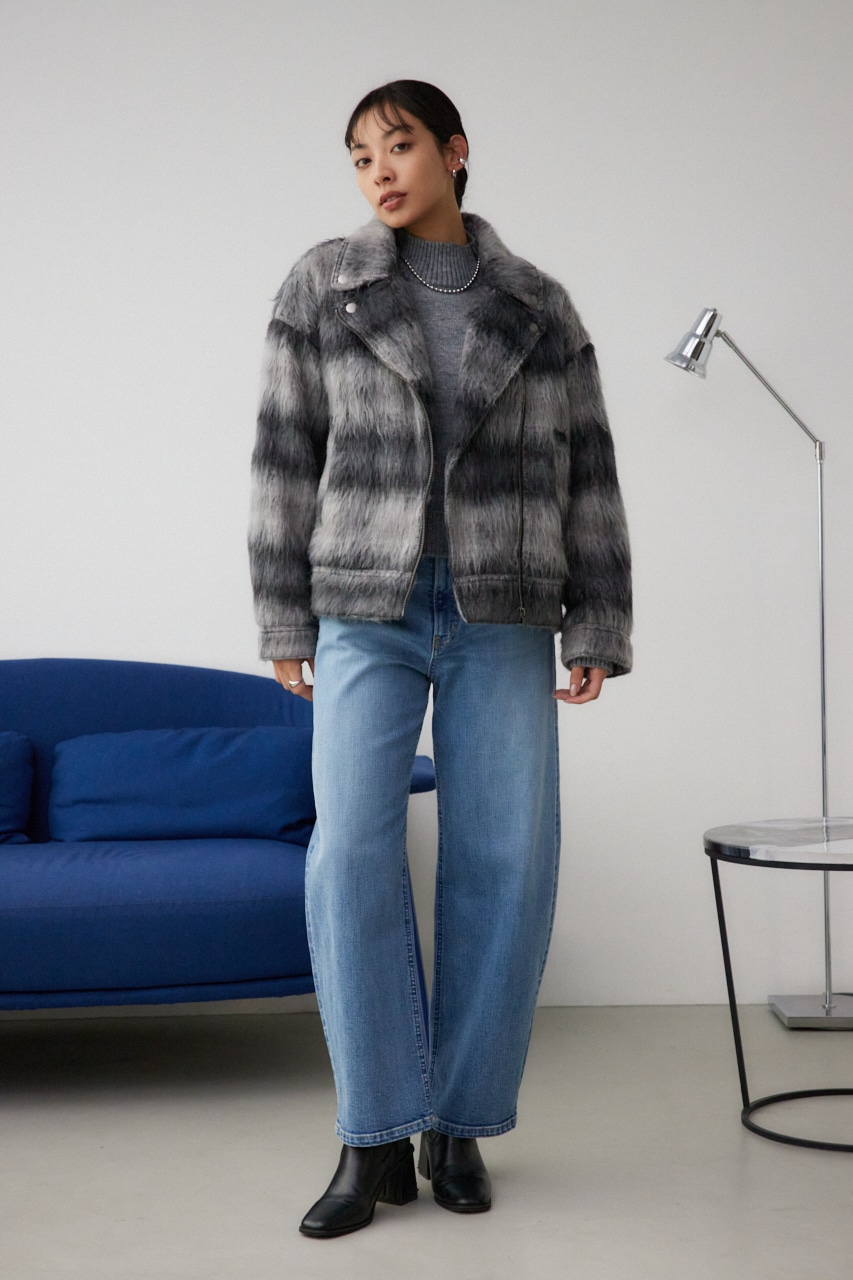 シャギーチェックライダースジャケット｜WOMEN｜250HAC30-553I｜AZUL