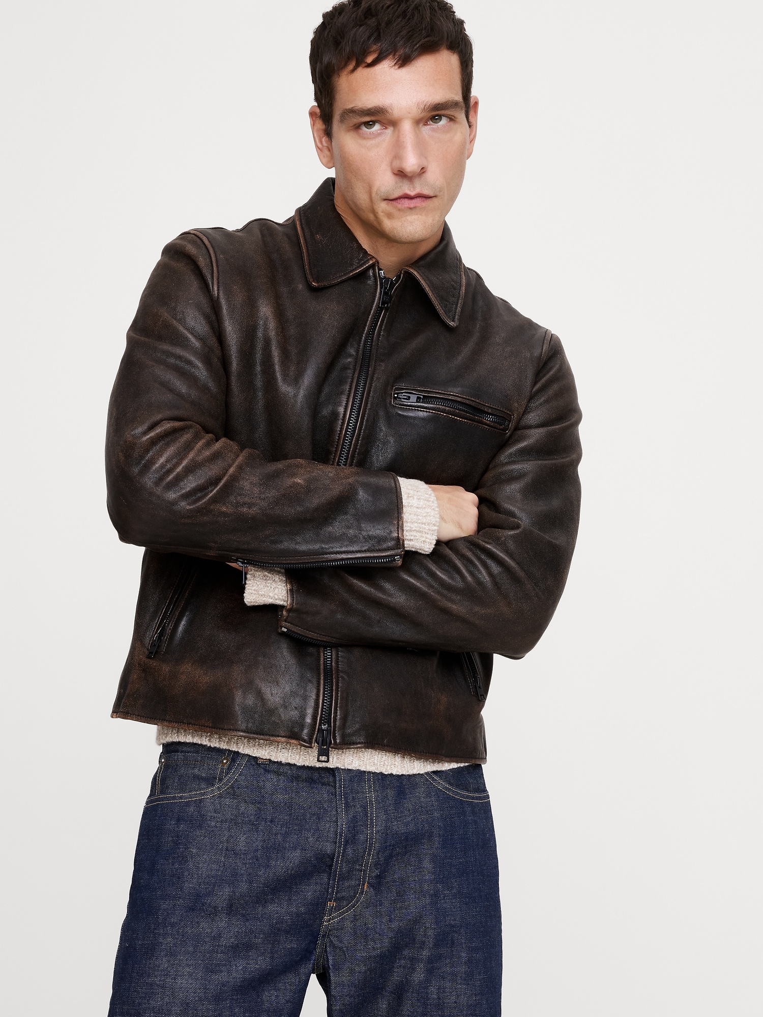 Leather Racing Jacket | Banana Republic
