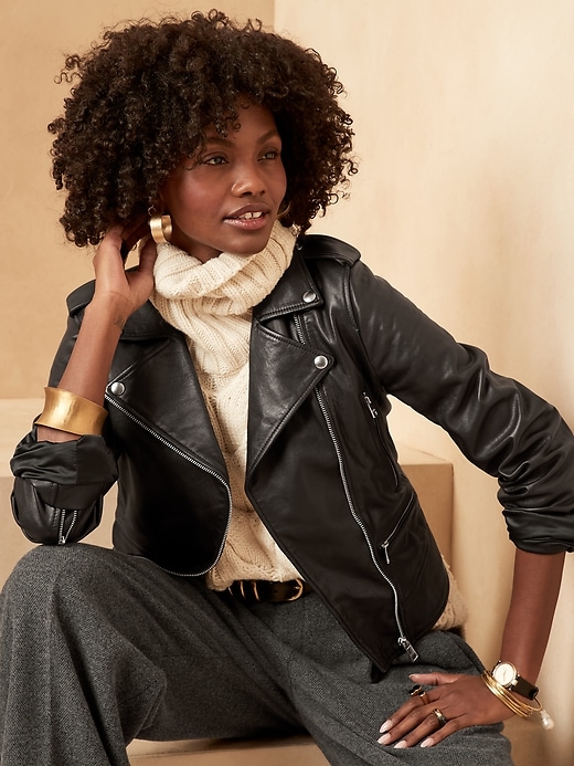 Classic Leather Moto Jacket | Banana Republic