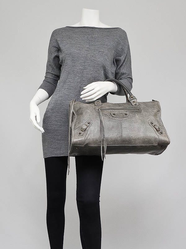 Balenciaga Dark Grey Chevre Leather Work Bag | Yoogi's Closet