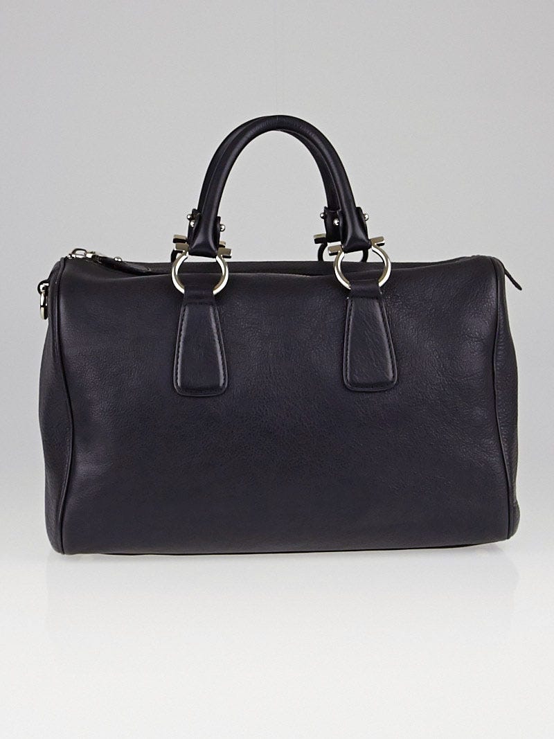 Salvatore Ferragamo Black Calfskin Leather Isabel Boston Bag