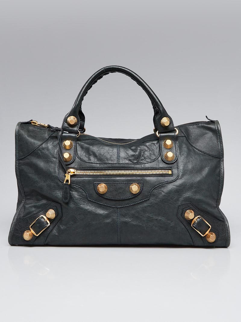 Balenciaga Anthracite Lambskin Leather Giant 21 Gold Work Bag