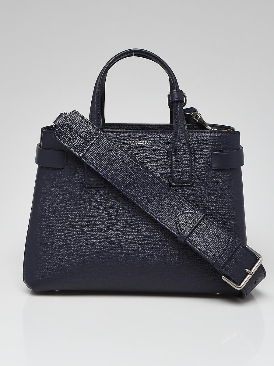 Burberry Regency Blue Derby Leather Vintage Check Small Banner