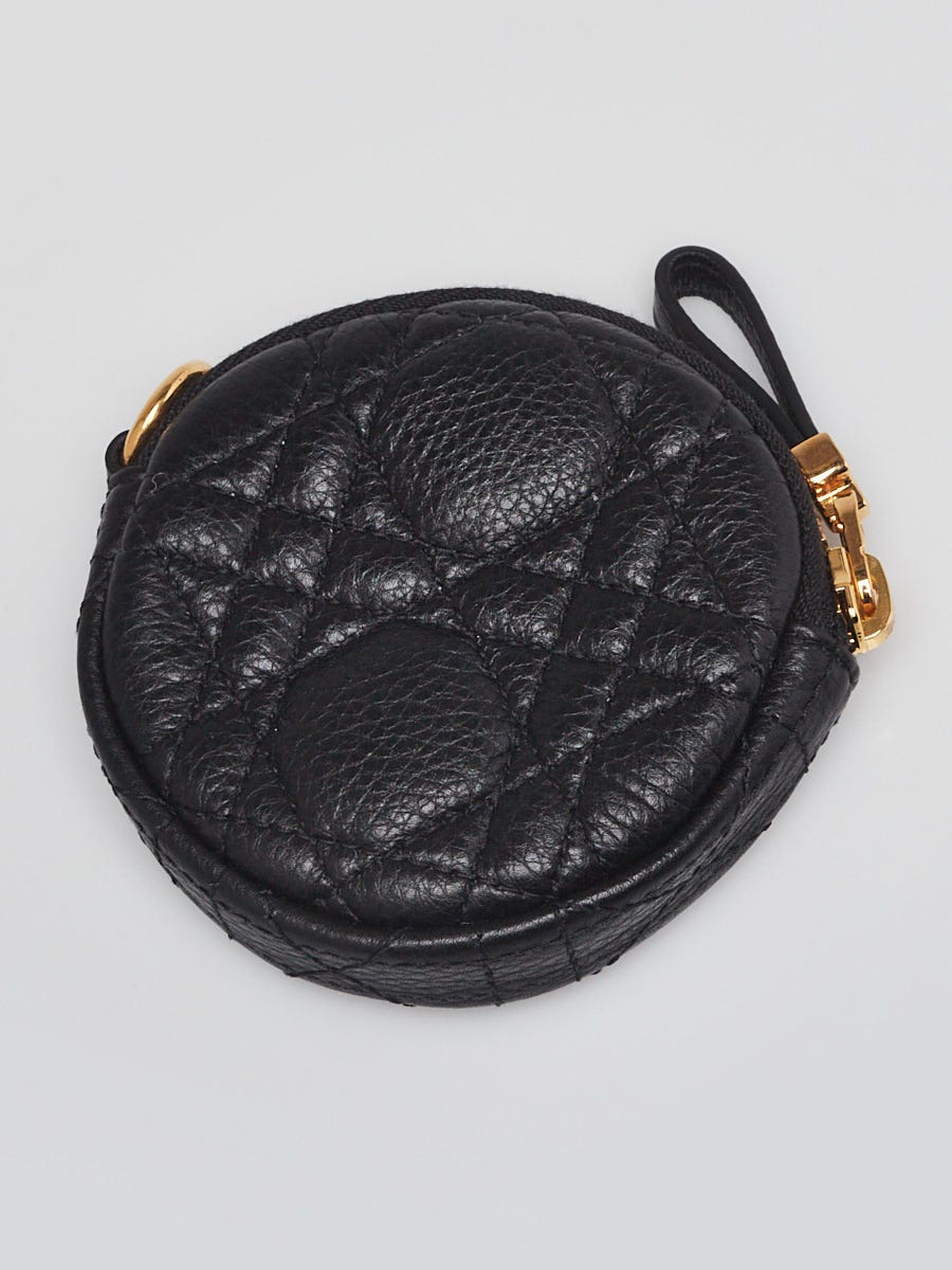 Christian Dior Black Cannage Quilted Leather Mini Caro Coin Purse