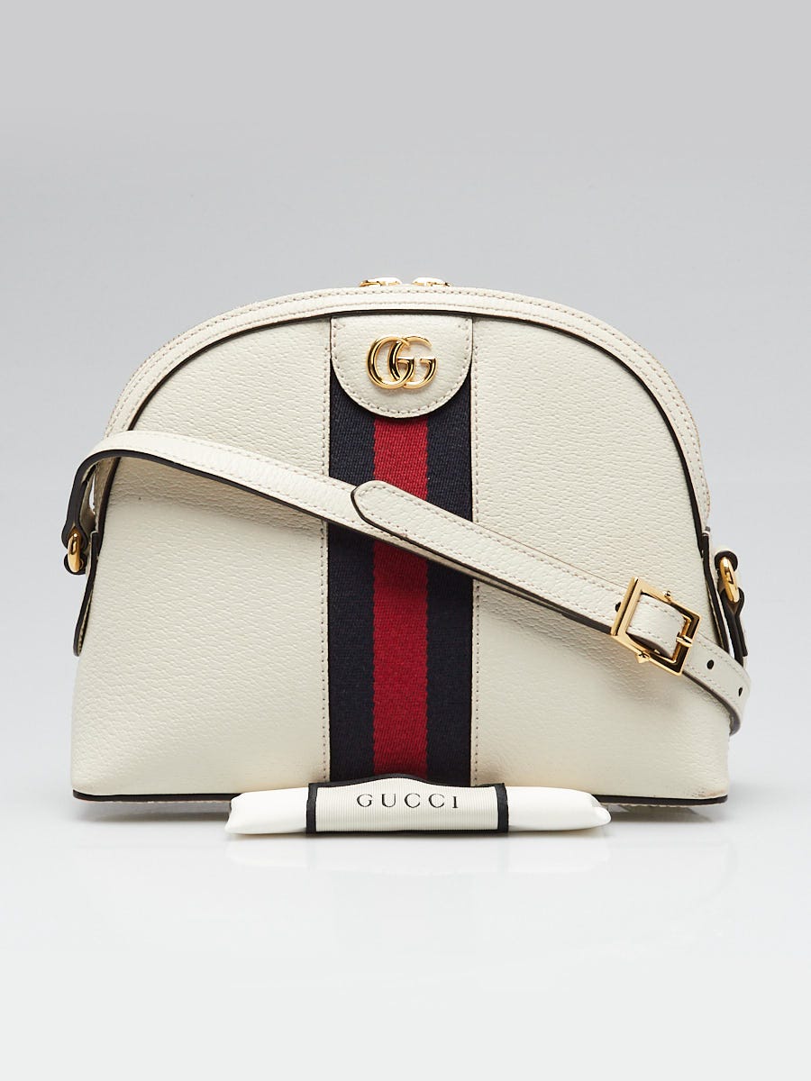 Gucci White Leather Vintage Web Small Ophidia Crossbody Bag