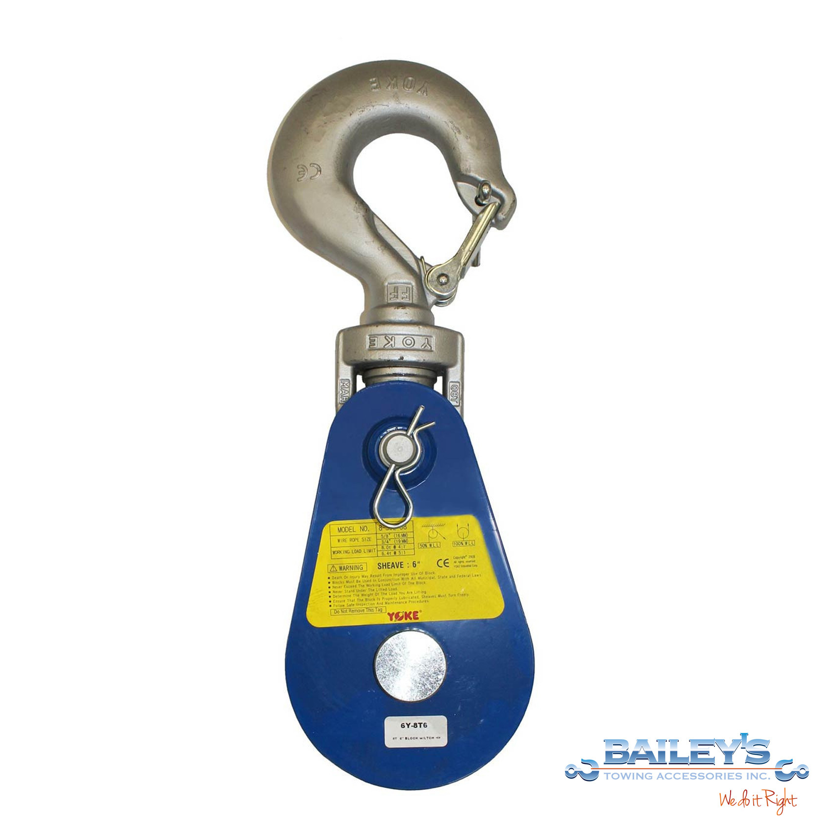 Yoke Snatch Block with Swivel Hook & Heavy-Duty Latch