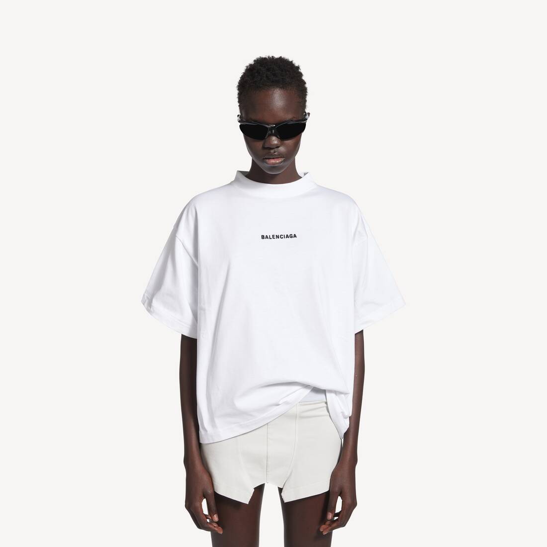 ホワイト/ブラック の ウィメンズ Balenciaga Back Cropped Tシャツ