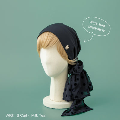 SCARF HAT (M) / Dot Chiffon-Navy – BAREN（バレン）