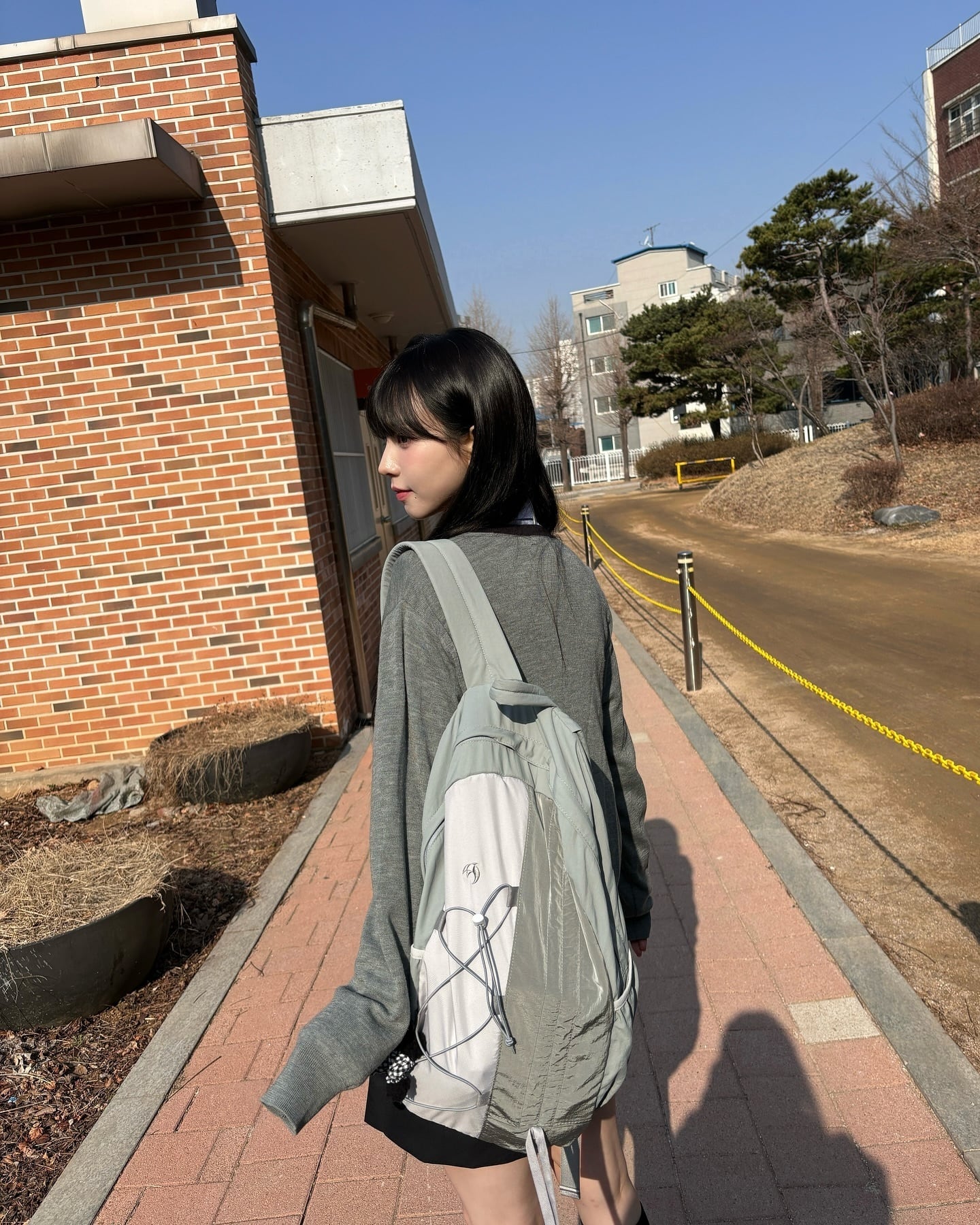 ☆aespa カリナ 着用！！【WAIKEI】Half string nylon backpack GREY