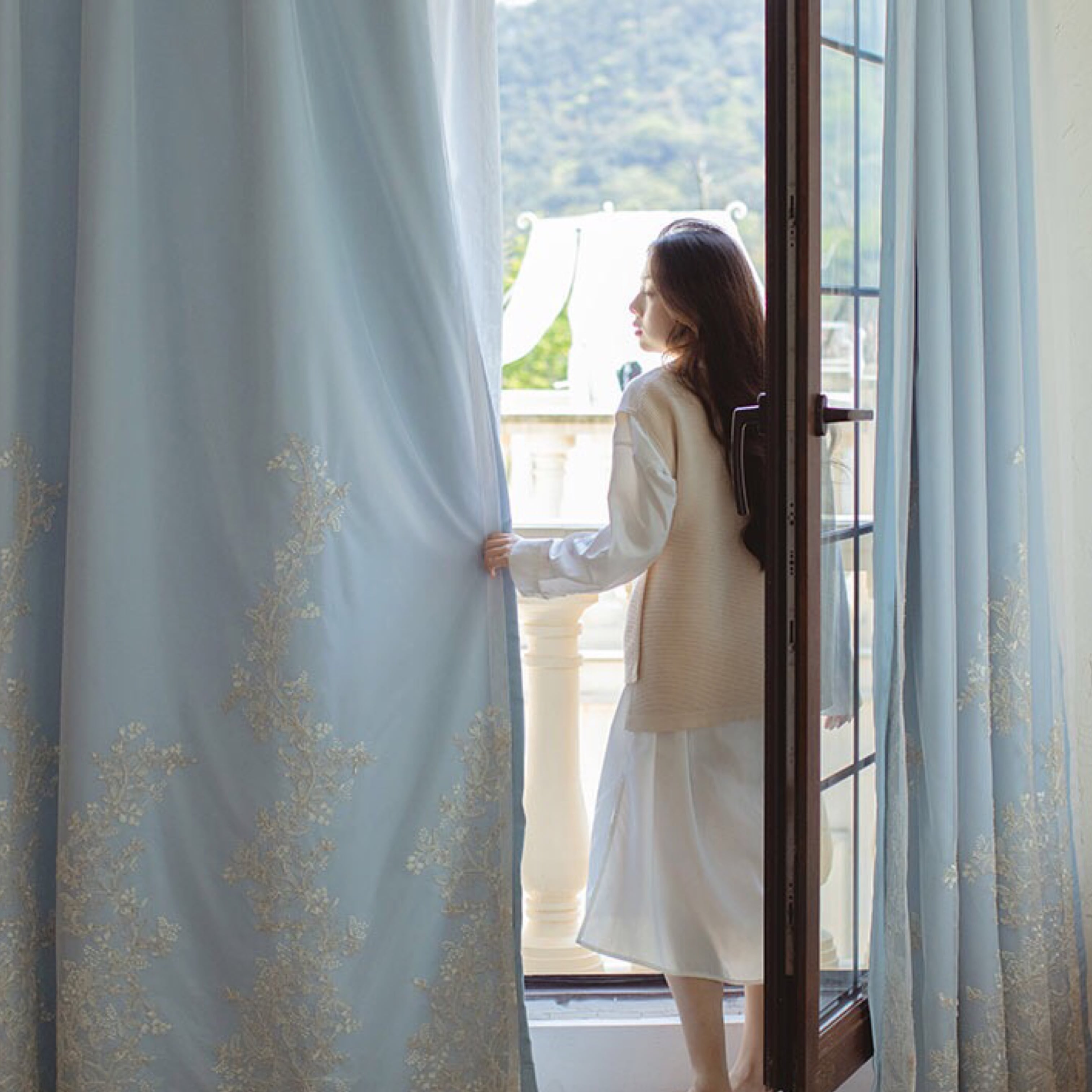 ロマンチック刺繍レースダブルカーテン（大） | 北欧にあうレース