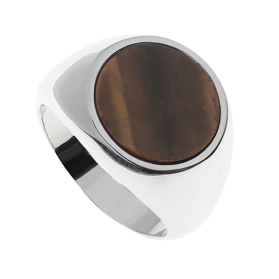 天然石 タイガーアイ 印台 指輪 リング ハイポリッシュ シルバー925