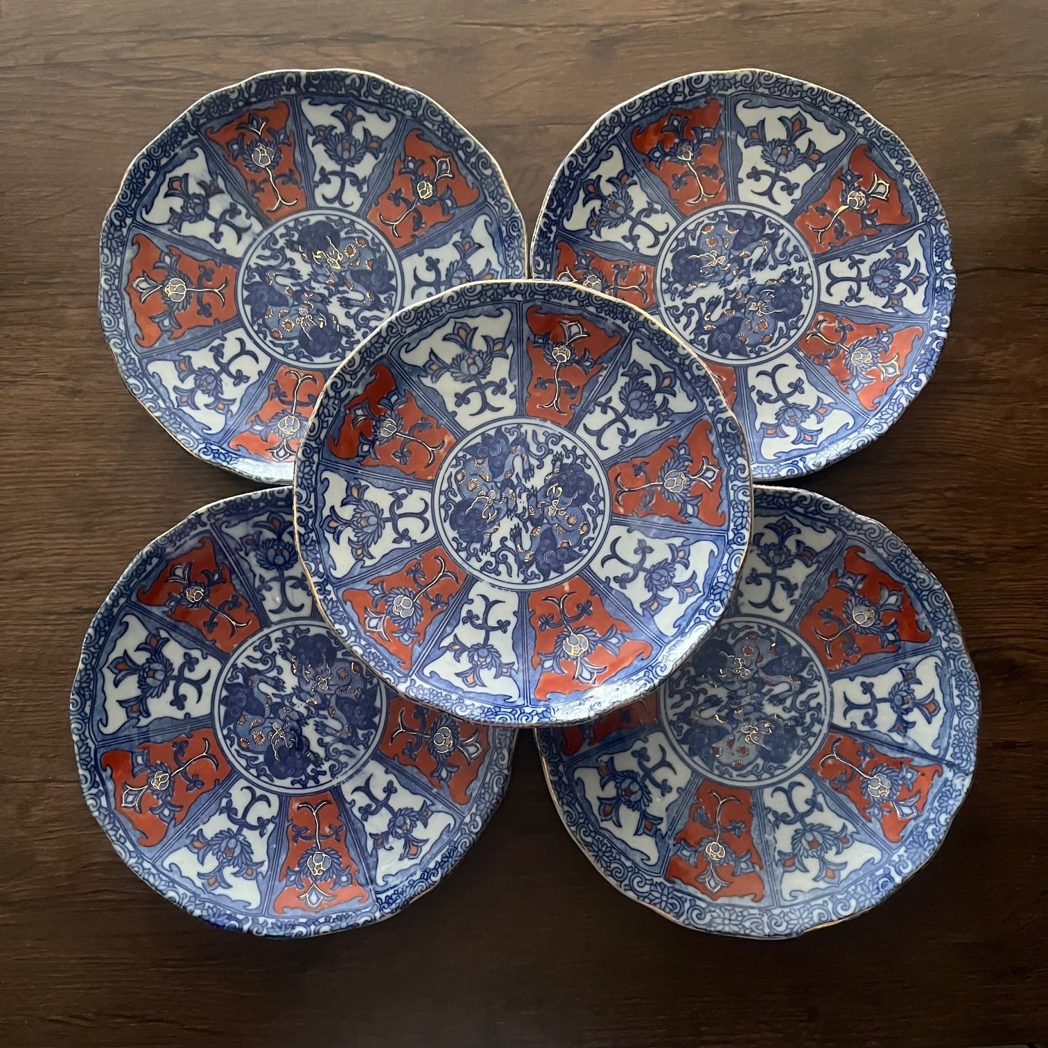 伊万里印判獅子7寸皿5枚組 | 古美術 希 のぞみ 美術・デザイン事務所