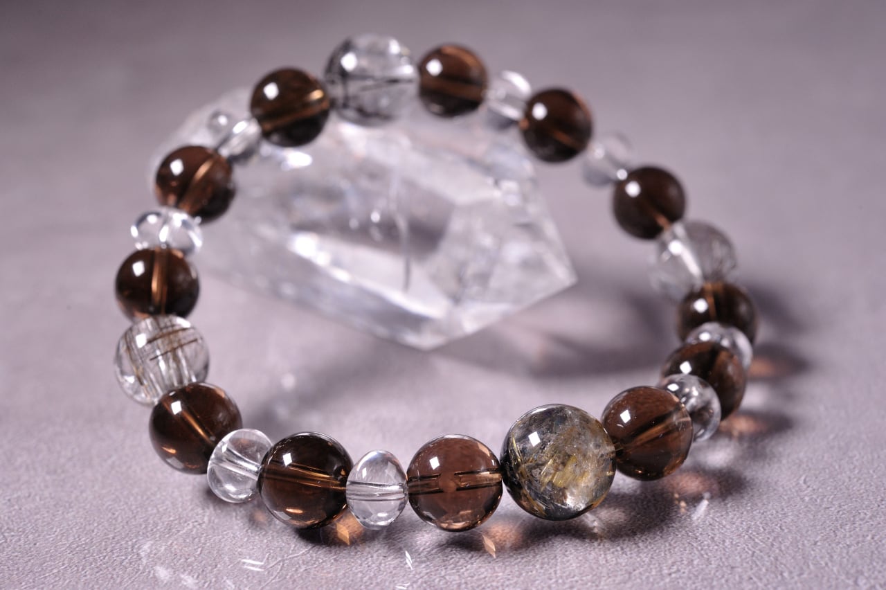 ヘマタイトインルチルクォーツ × シルバールチルクォーツ ブレスレット