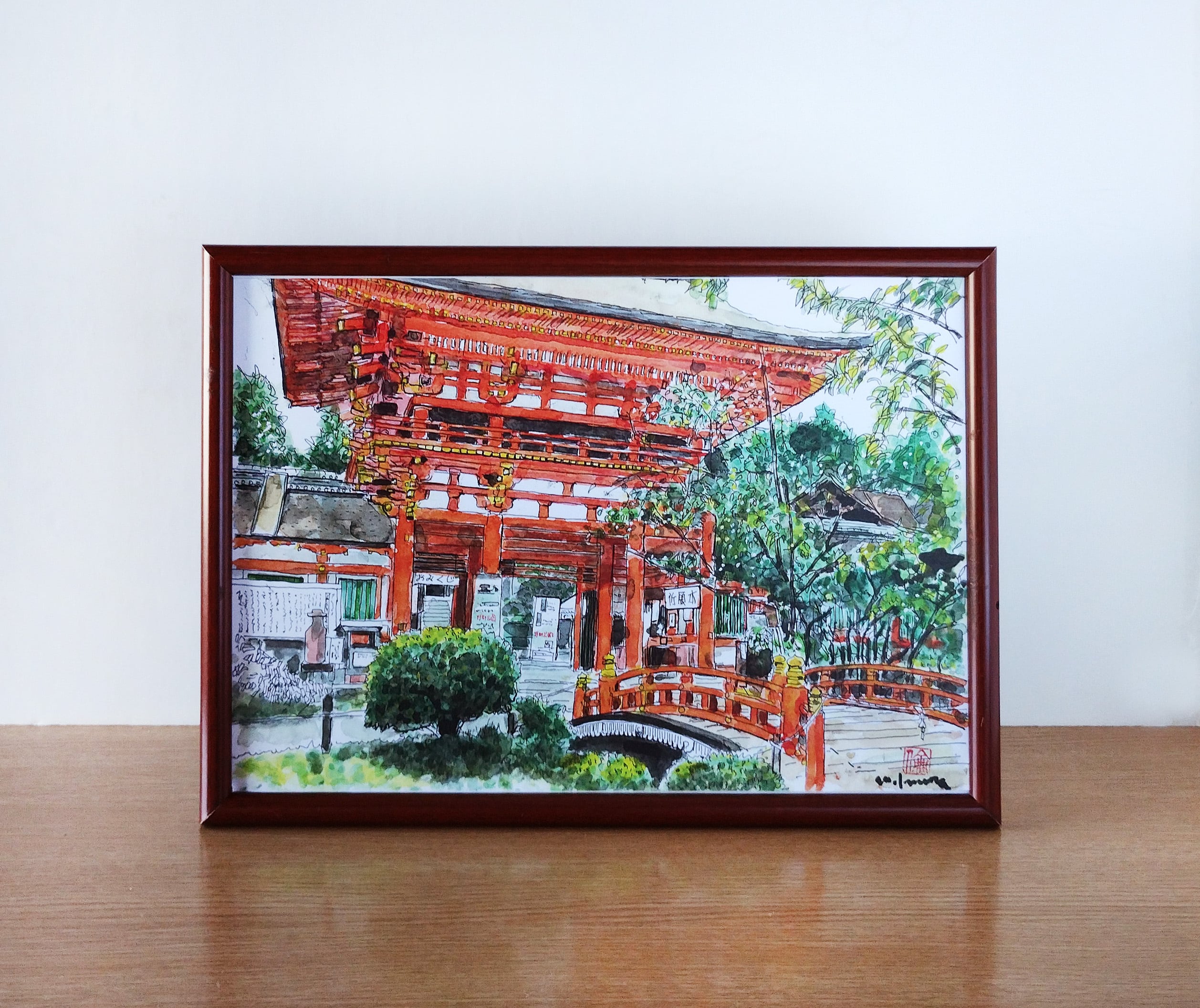 A4サイズ「京都 上賀茂神社」 京の水彩画工房 | 京の水彩画工房 みちや