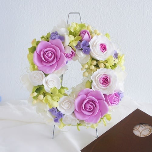 クレイフラワーのリース ローズガーデン | クレイフラワーショップ Milari