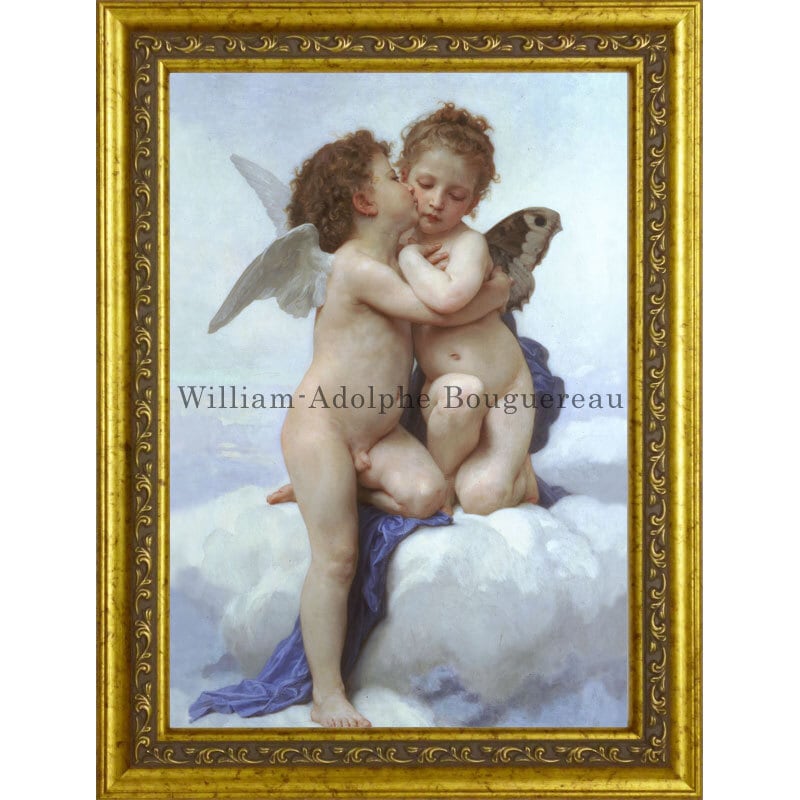 ラファエロ・サンティの「システィーナの聖母」の上を見つめる二人の