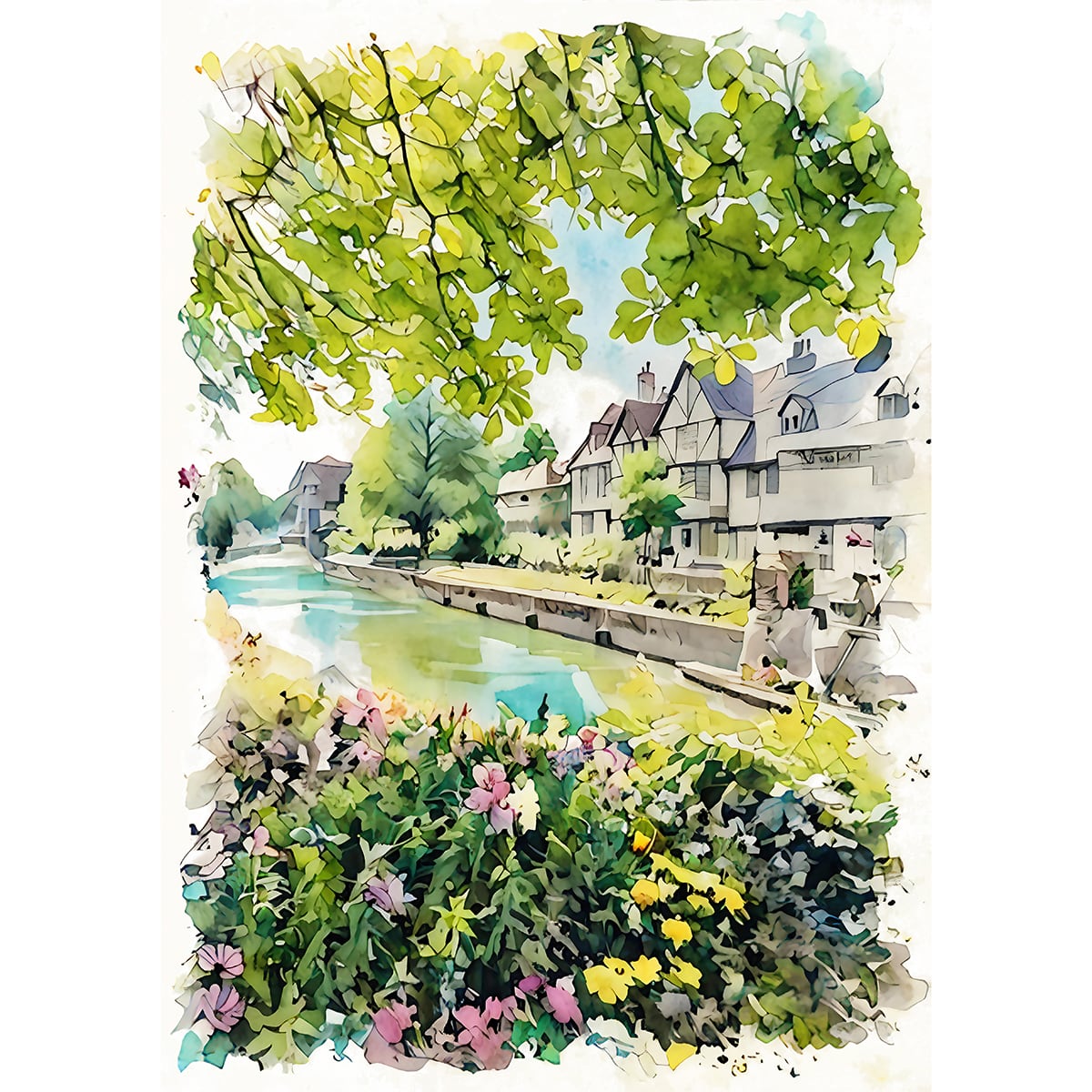 絵画 イギリス 風景画(街並み) カンタベリーウエストゲート