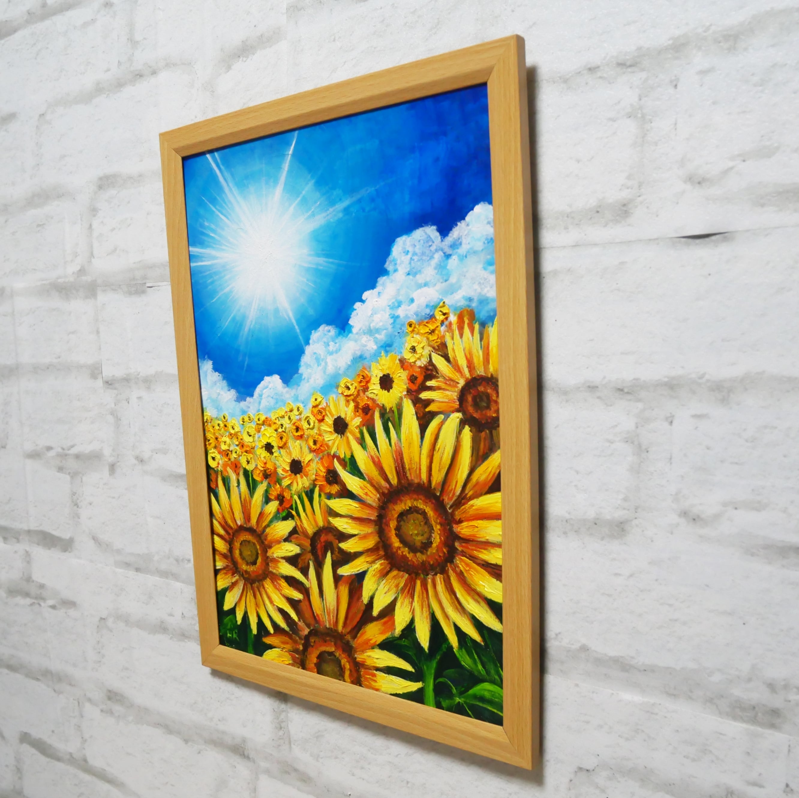 油絵 油彩 油彩画 絵 絵画 【真夏のひまわり】 | HIROSHI1990