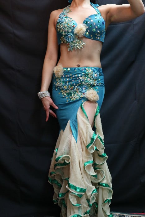 エジプト製ベリーダンス衣装 エメラルドグリーン | shamirajapan