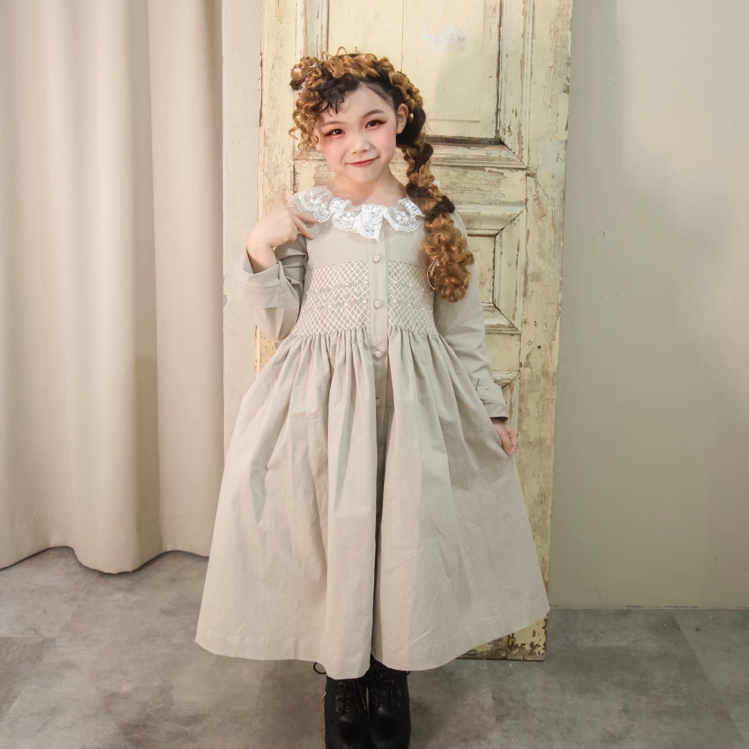 バーバリー風タータンチェック スモッキングワンピース | Heart spring