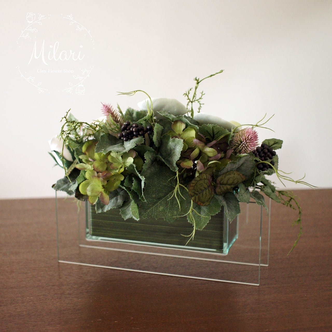 胡蝶蘭とバラのクレイフラワーアレンジメント | クレイフラワー