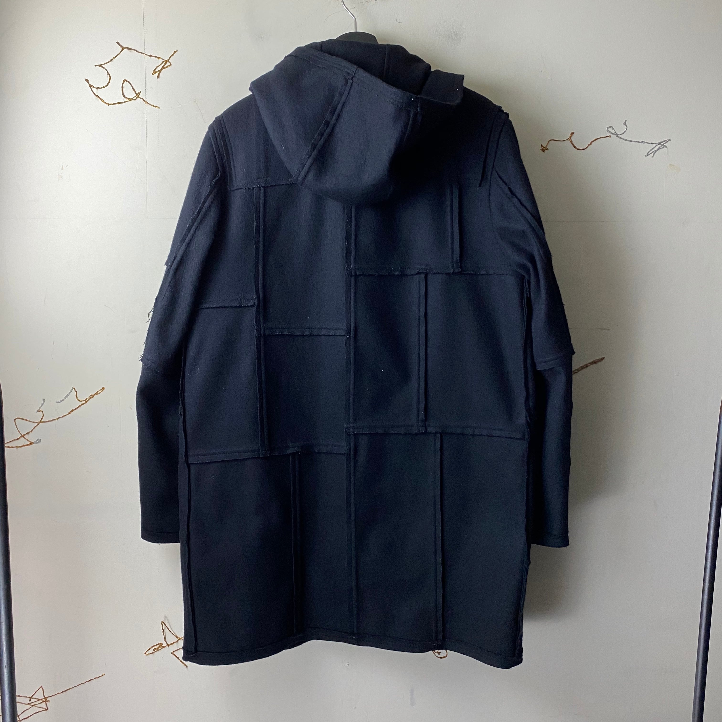 COMME DES GARCONS SHIRT patchwork wool duffle coat | NOIR ONLINE