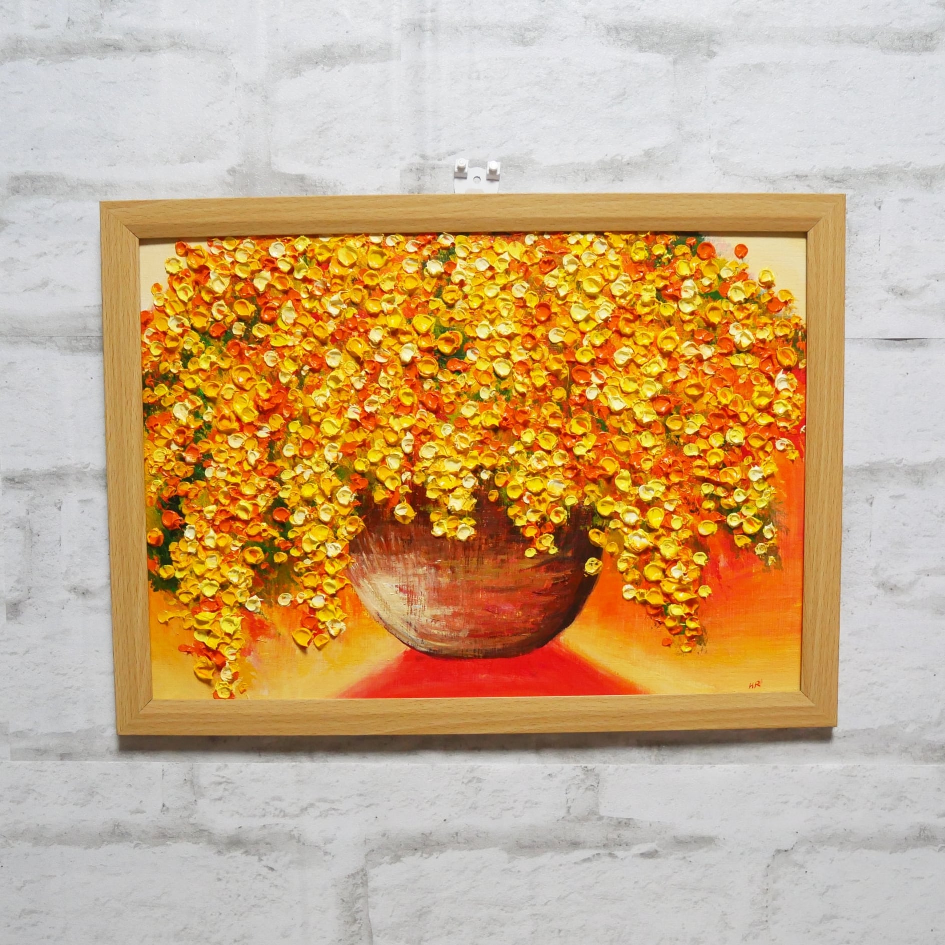 油絵 油彩 油彩画 絵 絵画【ミモザ】B4サイズ | HIROSHI1990