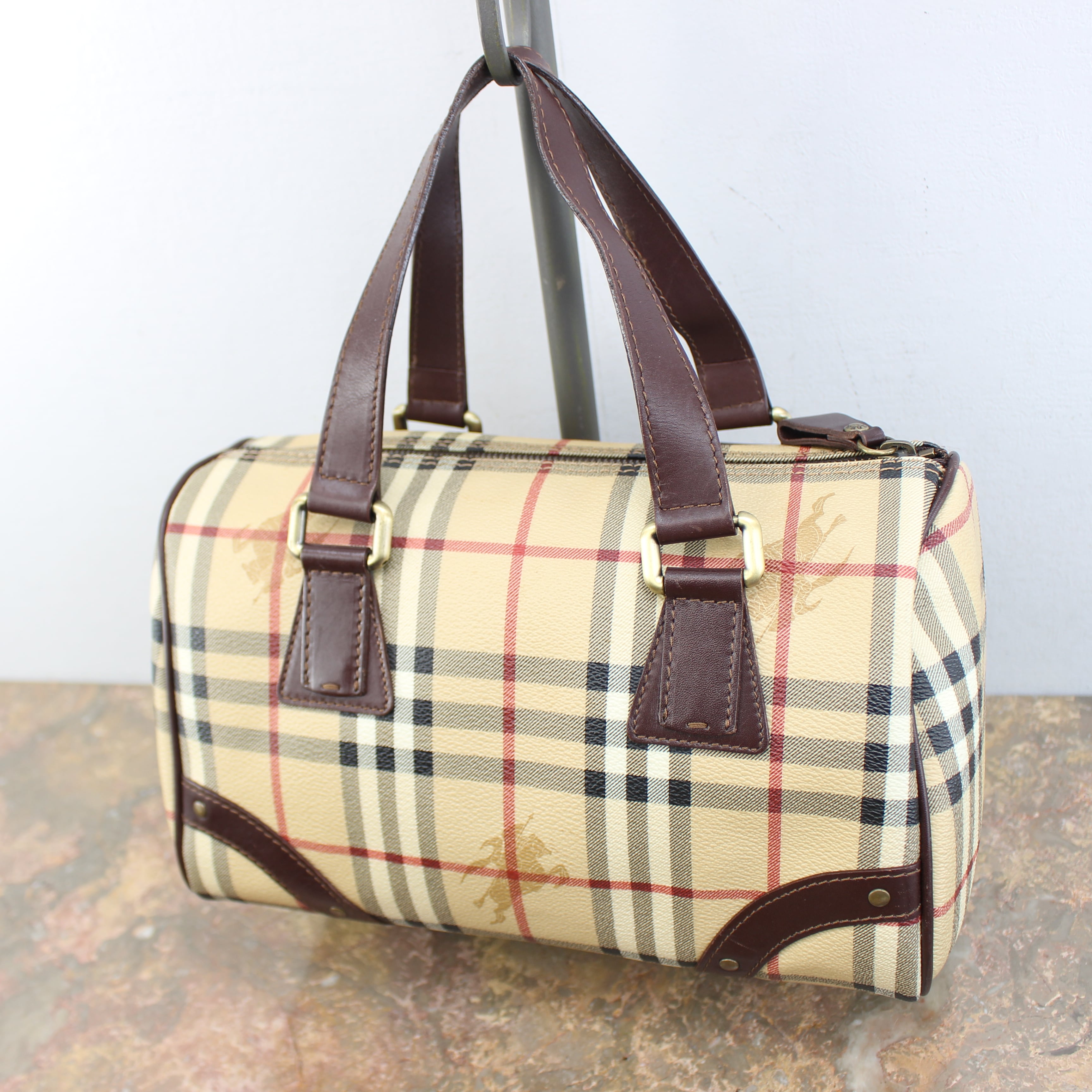 BURBERRY CHECK PATTERNED MINI BOSTON BAG/バーバリーチェック柄ミニ