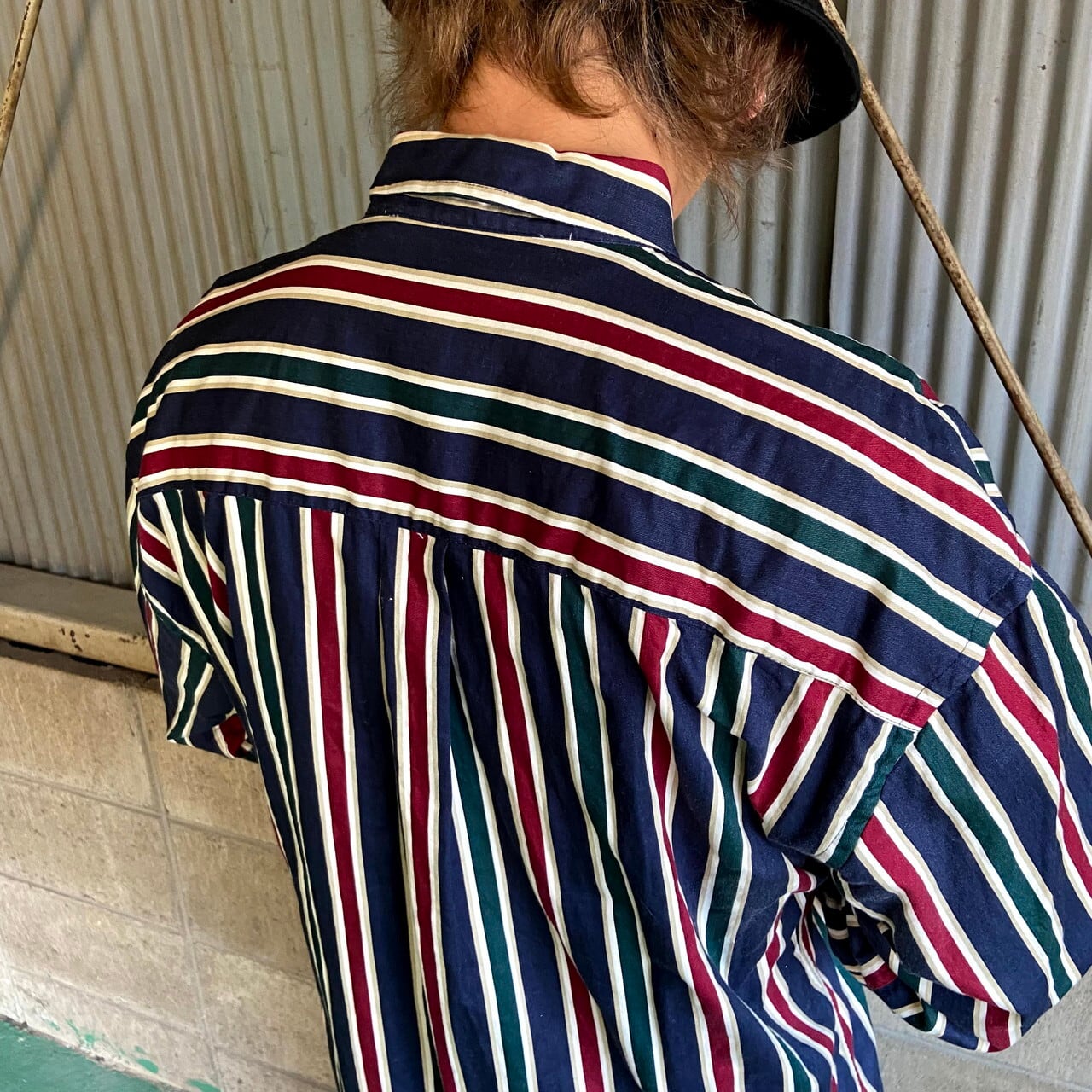 90年代 IVY CREW 長袖 マルチストライプシャツ メンズL相当 古着