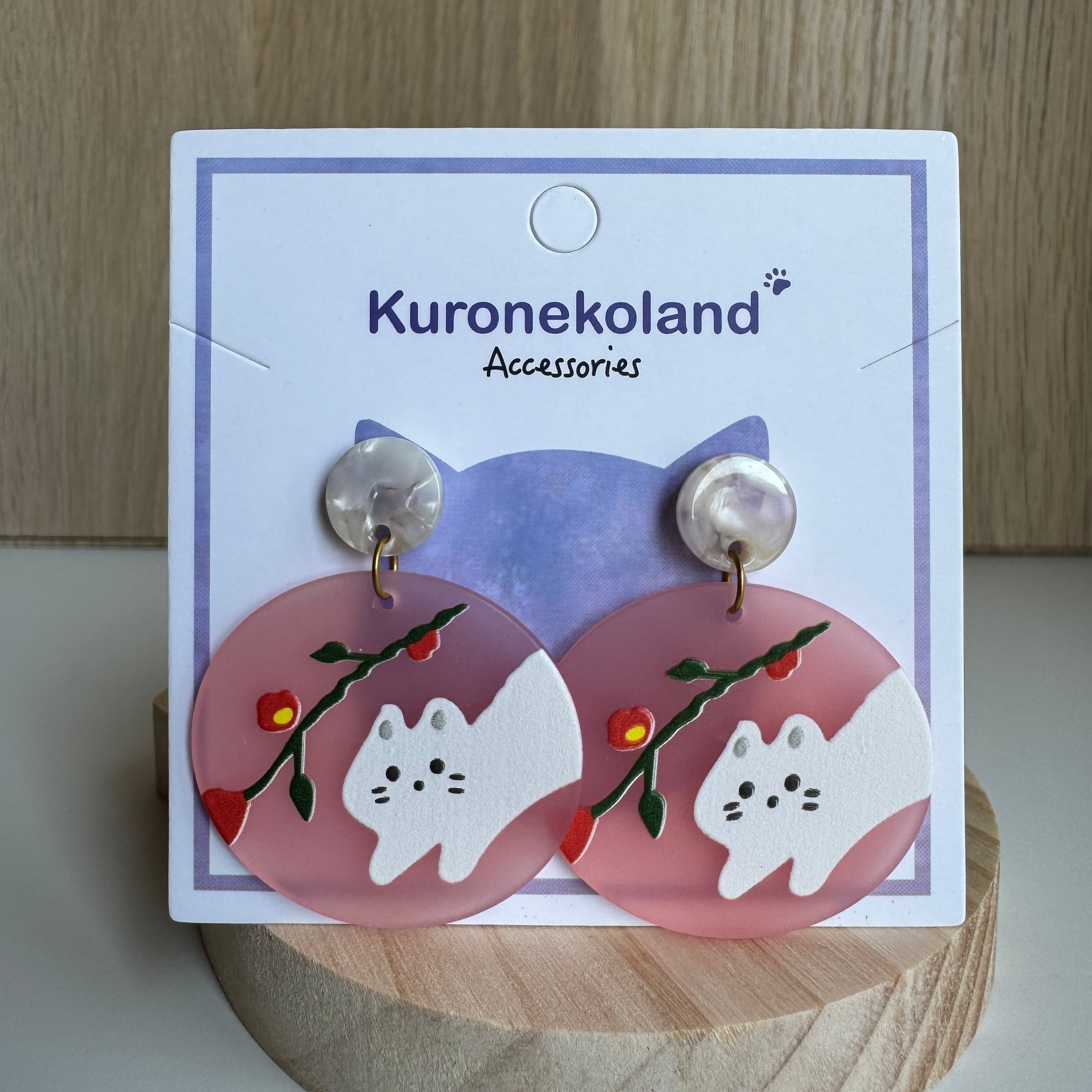 ピアス】送料無料 和の癒し猫ピアス ねこピアス ハンドメイド