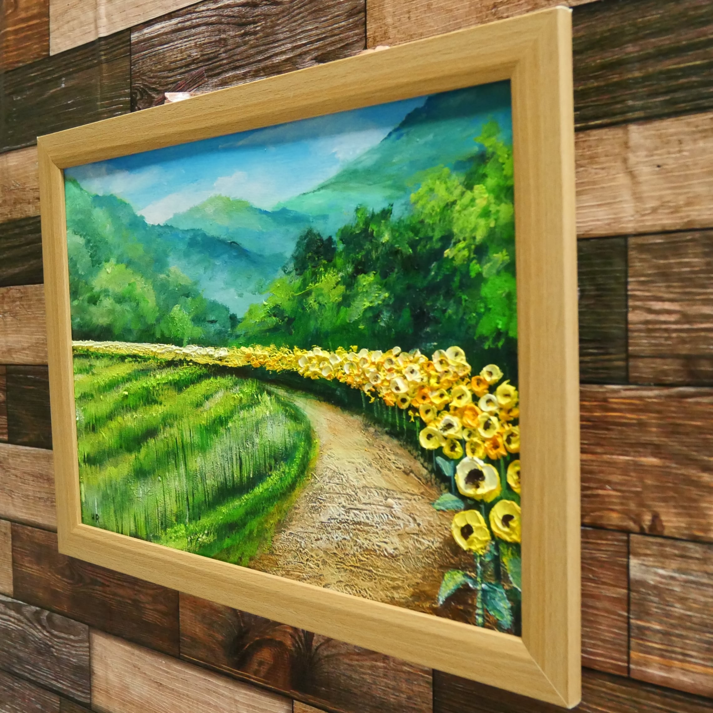 油絵 絵画 【田んぼのひまわり道】 | HIROSHI1990