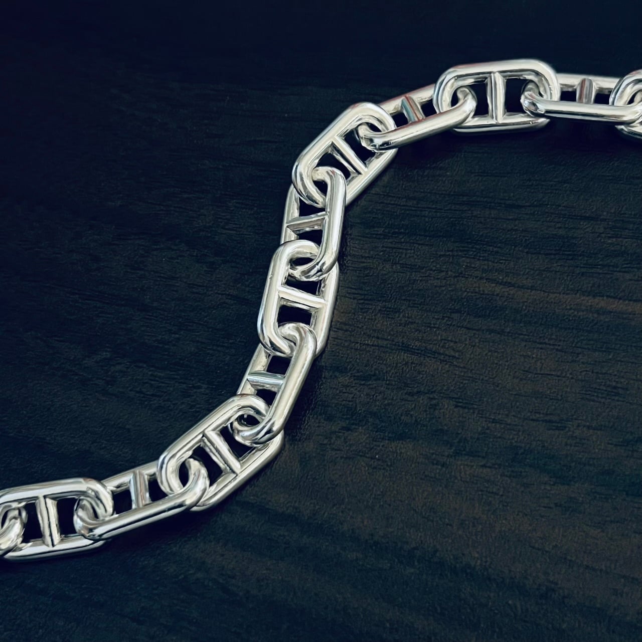 VINTAGE HERMES Chaine d'Ancre Bracelet GM 13 Links Silver 800