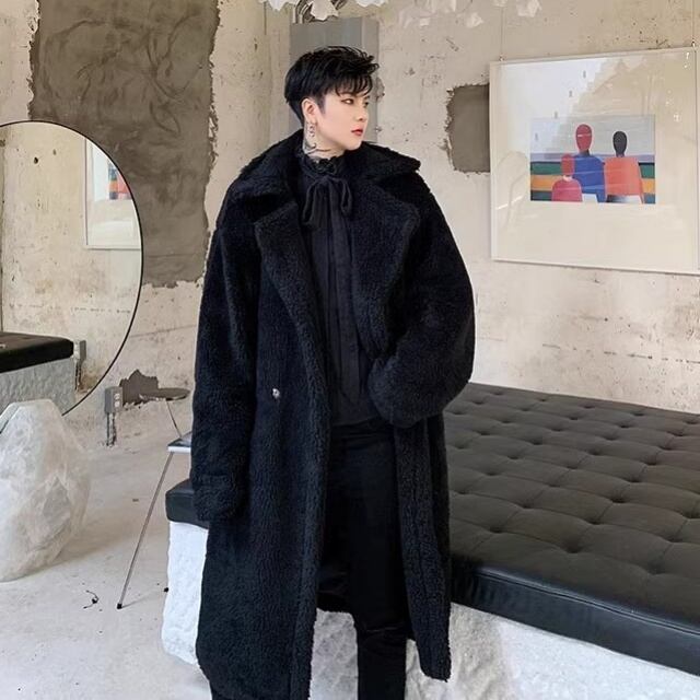 予約販売】ファーコート メンズ ボア ロング丈 もこもこ ビッグ