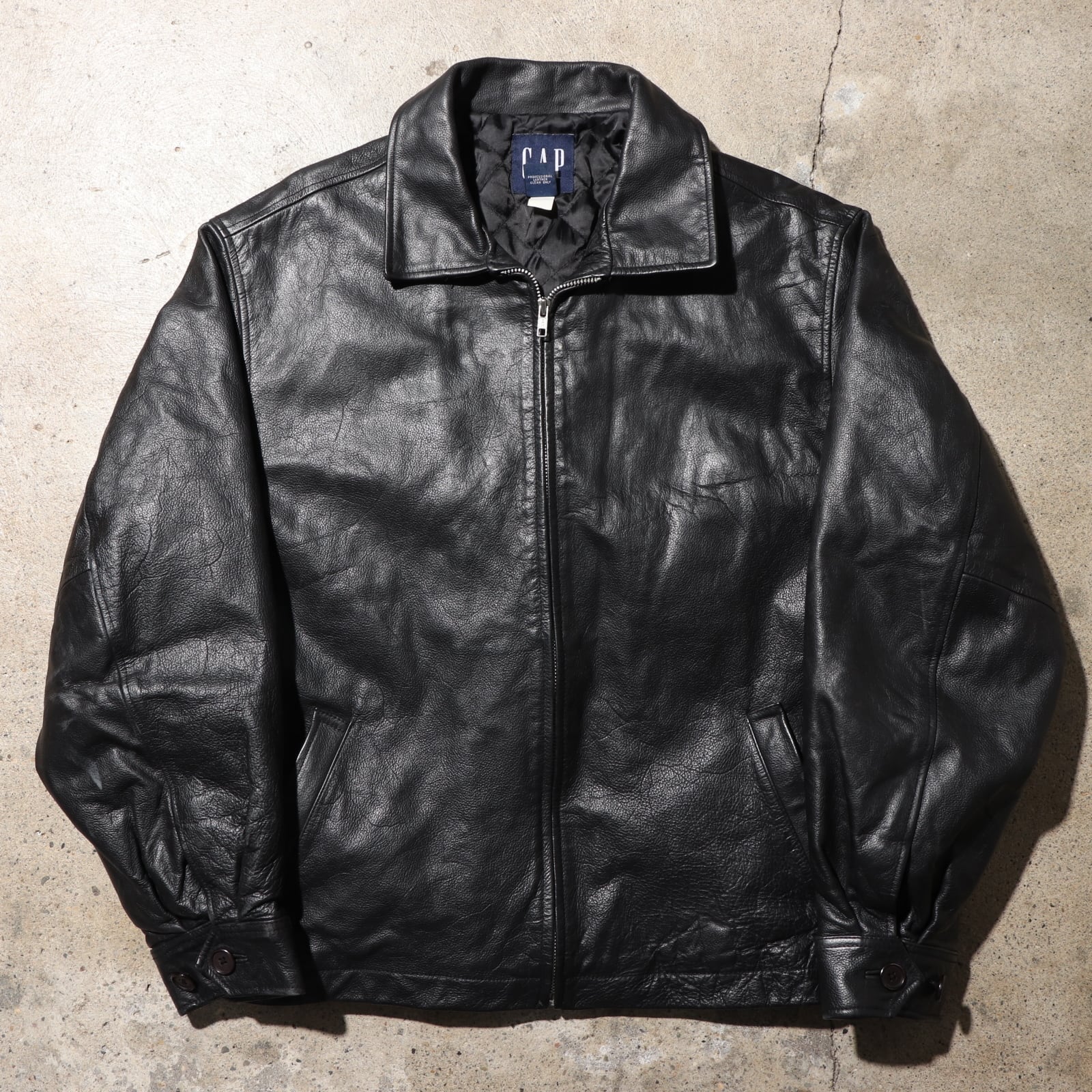 美品 L アルミジップ OLD GAP 90s Y2K レザージャケット オールド
