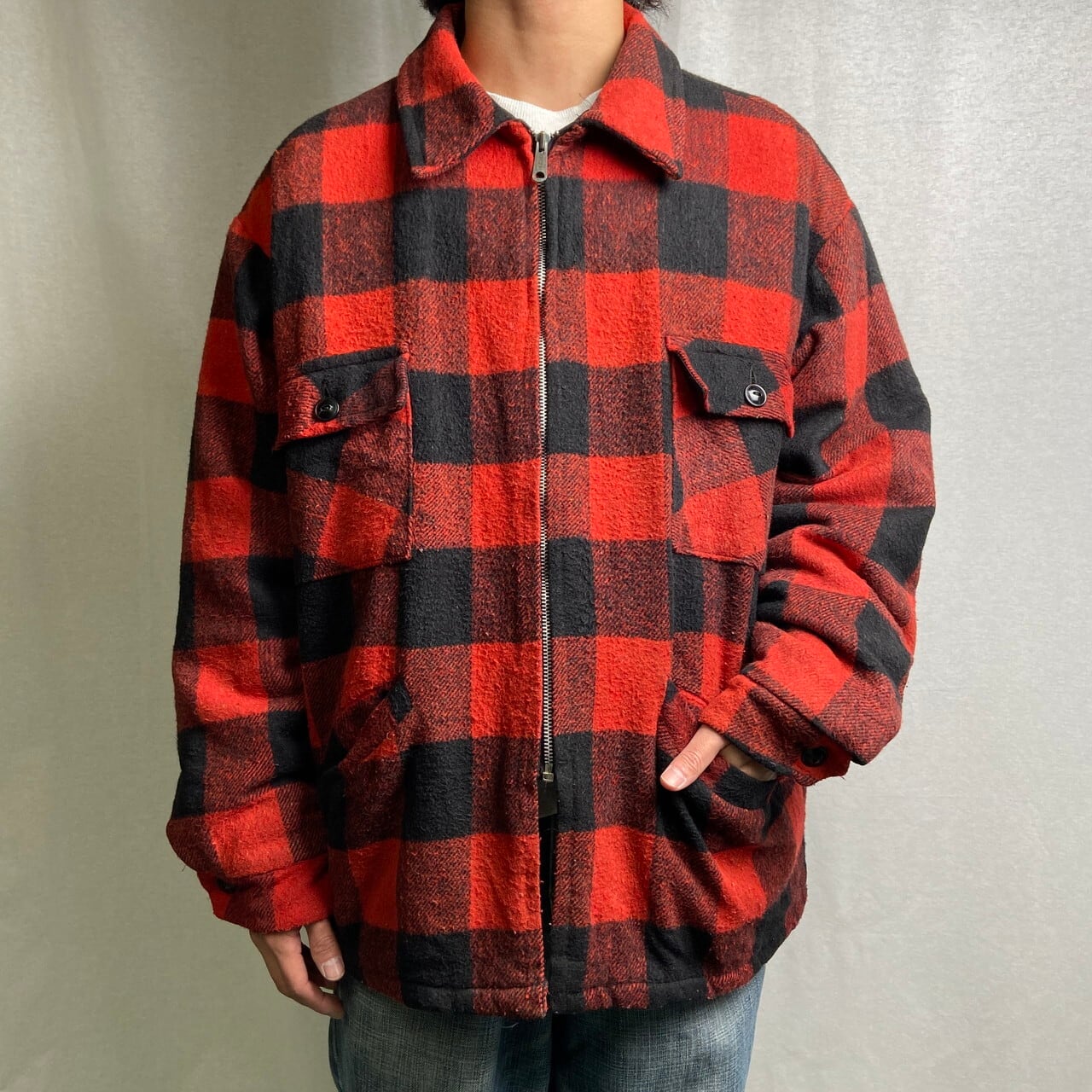 70年代 UNKNOWN バッファローチェック ウールハンティングジャケット