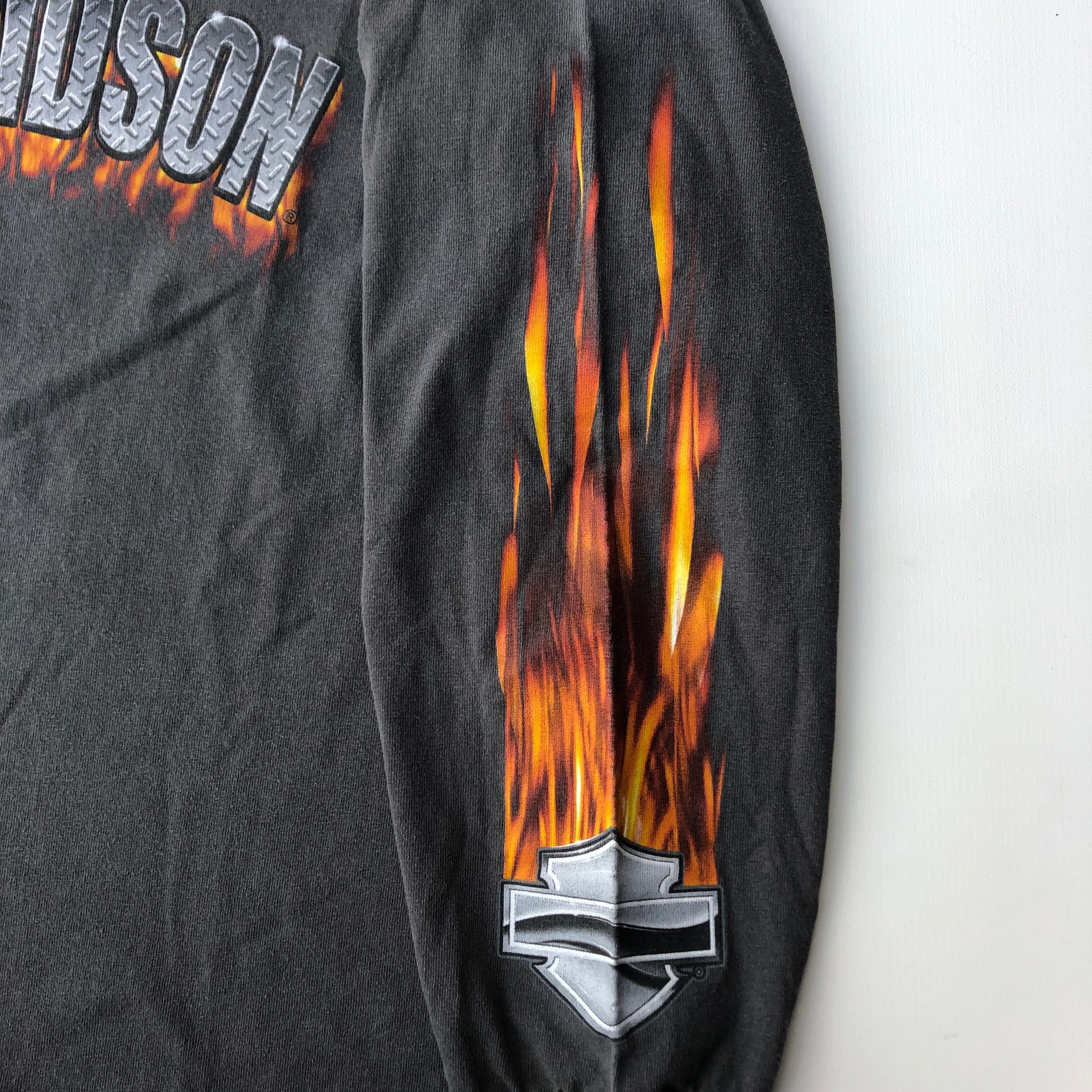 ビンテージ ハーレーダビッドソン ロンT ファイヤーパターン 袖