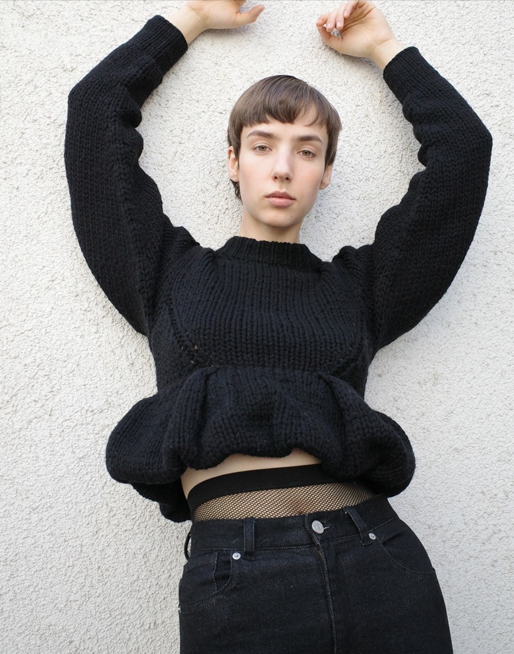 トップス CLANE PEPLUM HAND KNIT TOPS size1 PEPLUM HAND KNIT TOPS