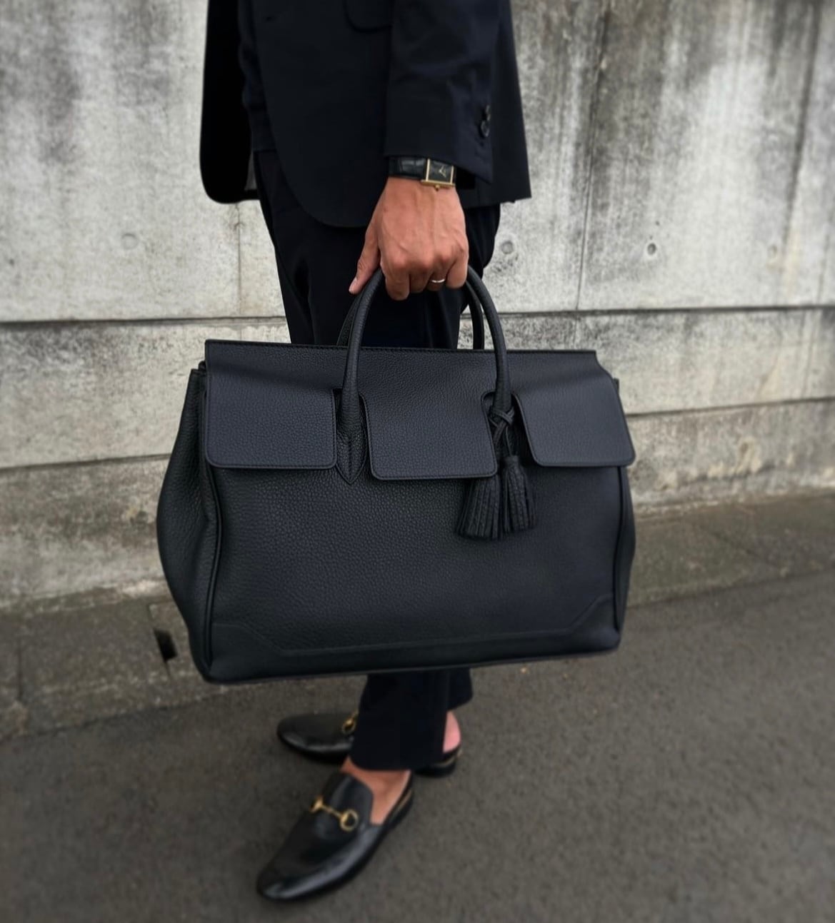 ACATE（アカーテ）OSTRO-M（オストロM）レザーボストンバッグ BLACK