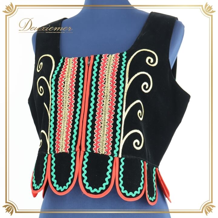 フォークダンス 衣装 ベスト ブラック系 ナロッドニー 刺繍 鮮やか