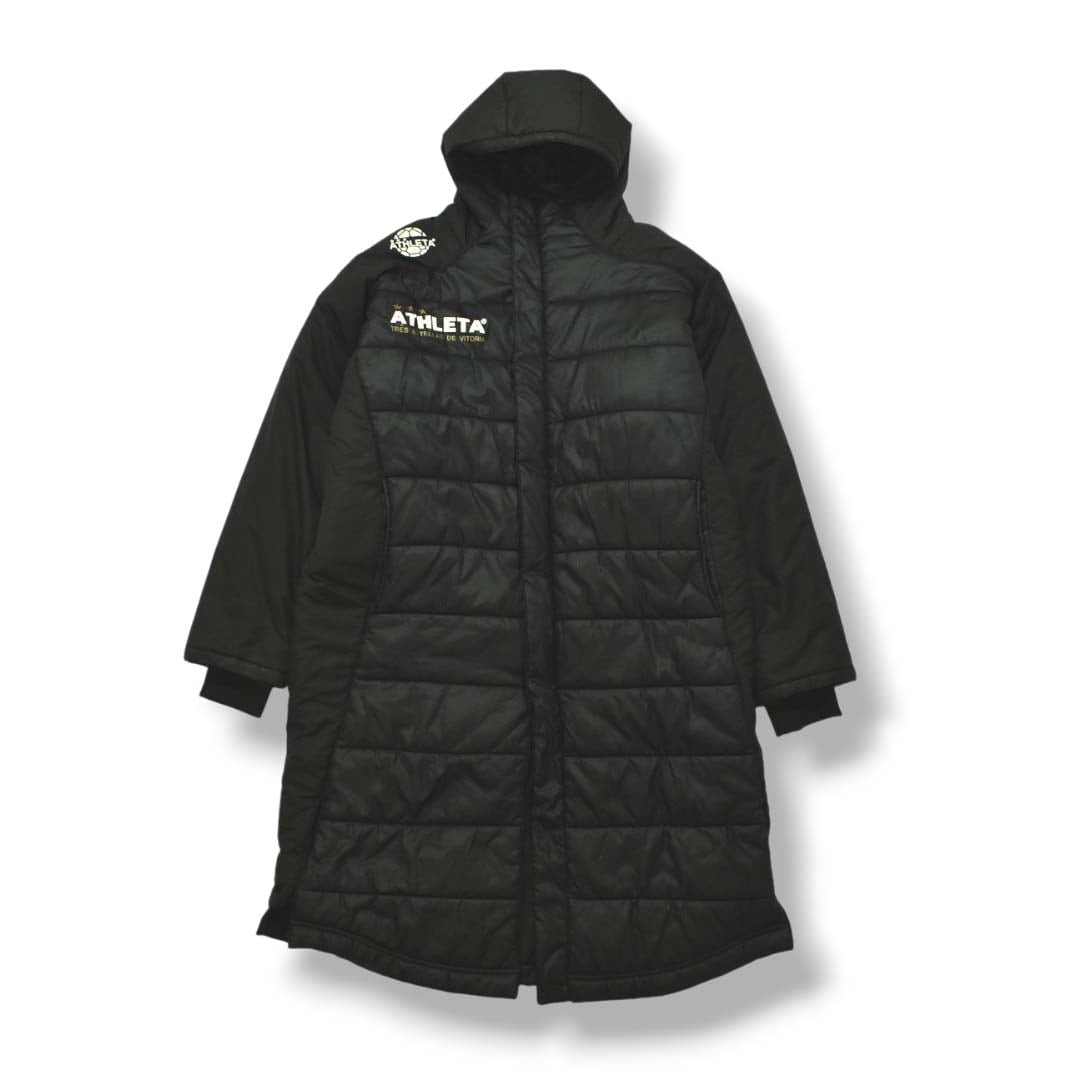 アスレタ ATHLETA 160 フード付き ベンチコート 黒 ダウン キッズ