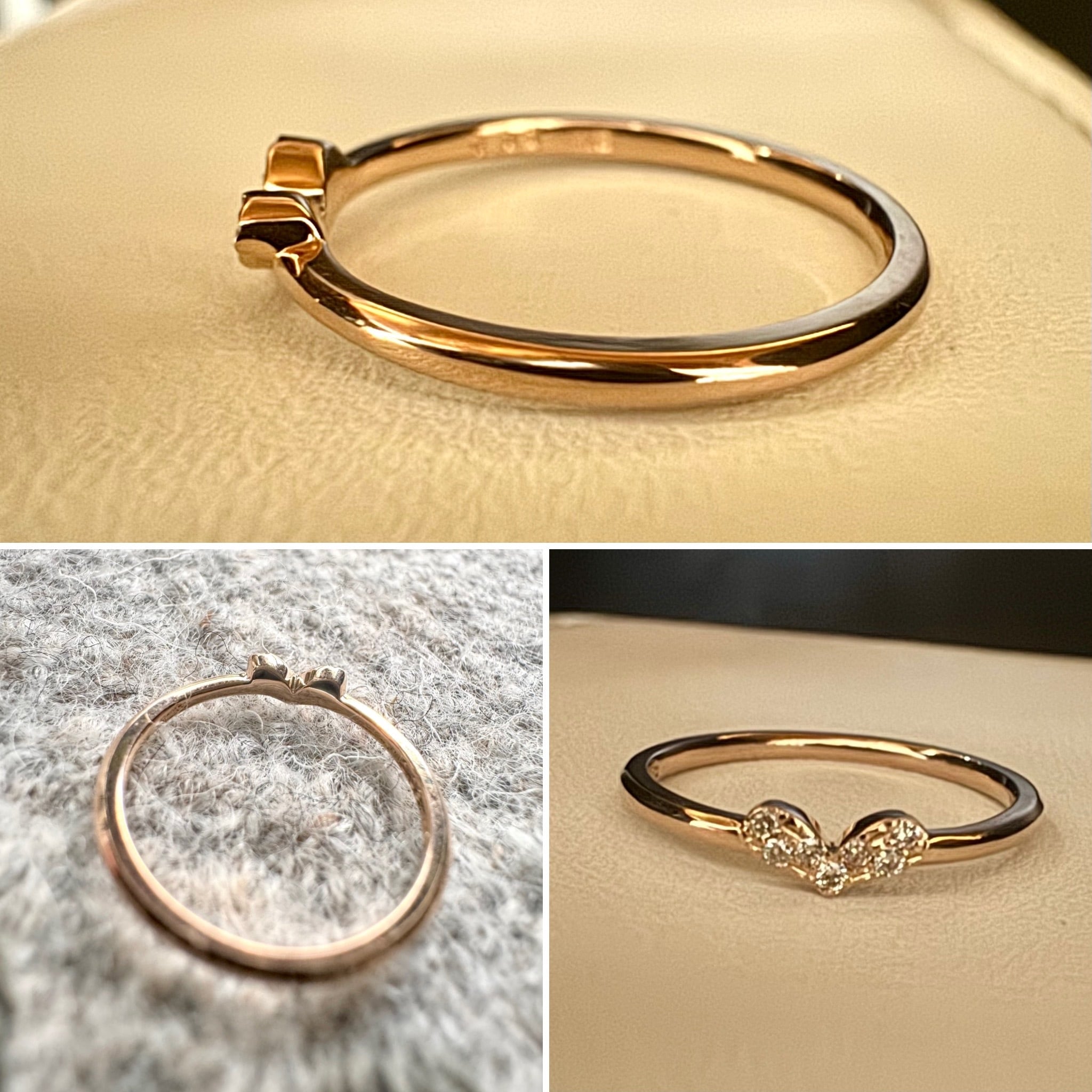 アガット◇K18PG*7号*ハートモチーフダイヤモンドリング*agete*ピンク