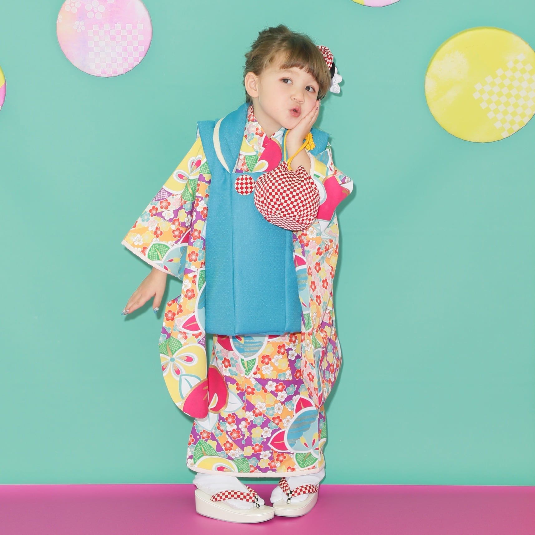 レンタル】七五三着物 3歳 女の子 ぷちぷり 水色 【H253(10634