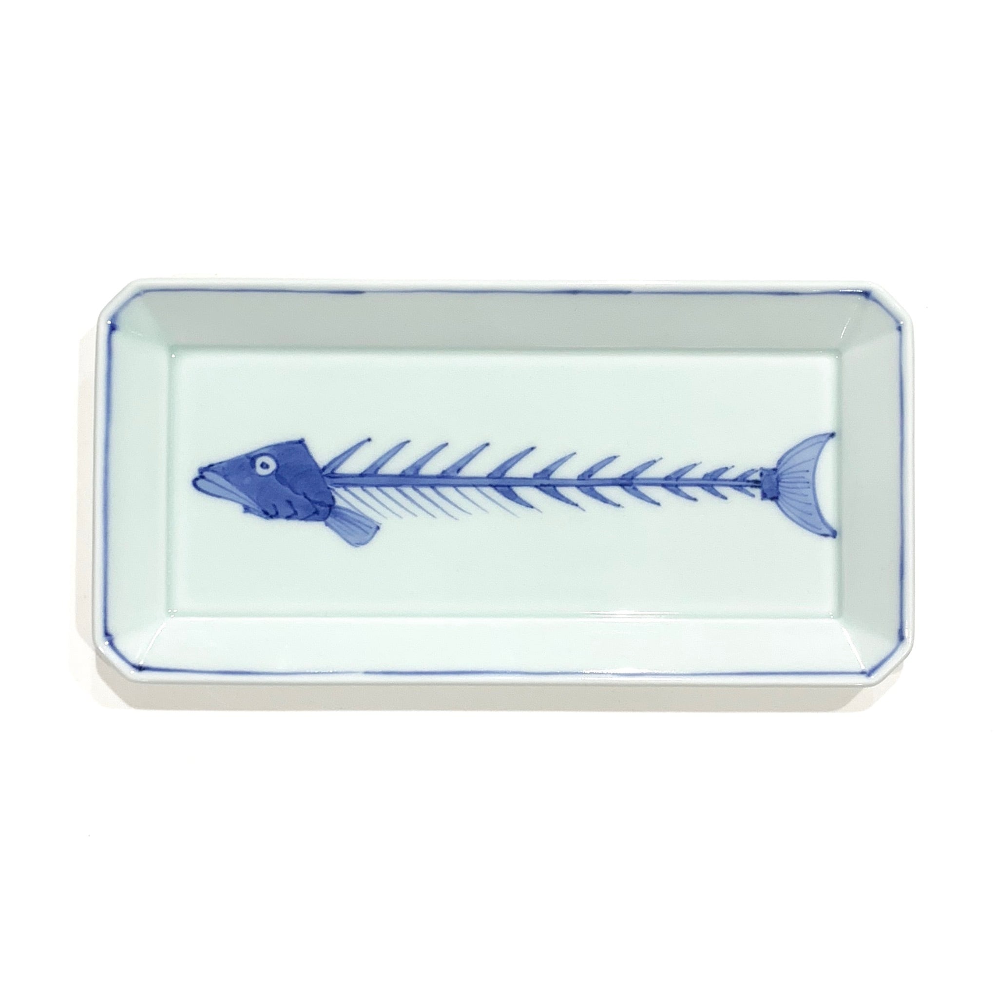 染付魚(骨) 長角皿 中 | 24to3［西富陶磁器オンラインストア 有田焼