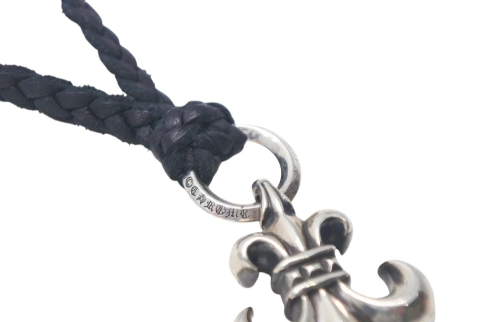 CHROME HEARTS クロムハーツ レザーチョーカー ユリ BSフレア 牛革