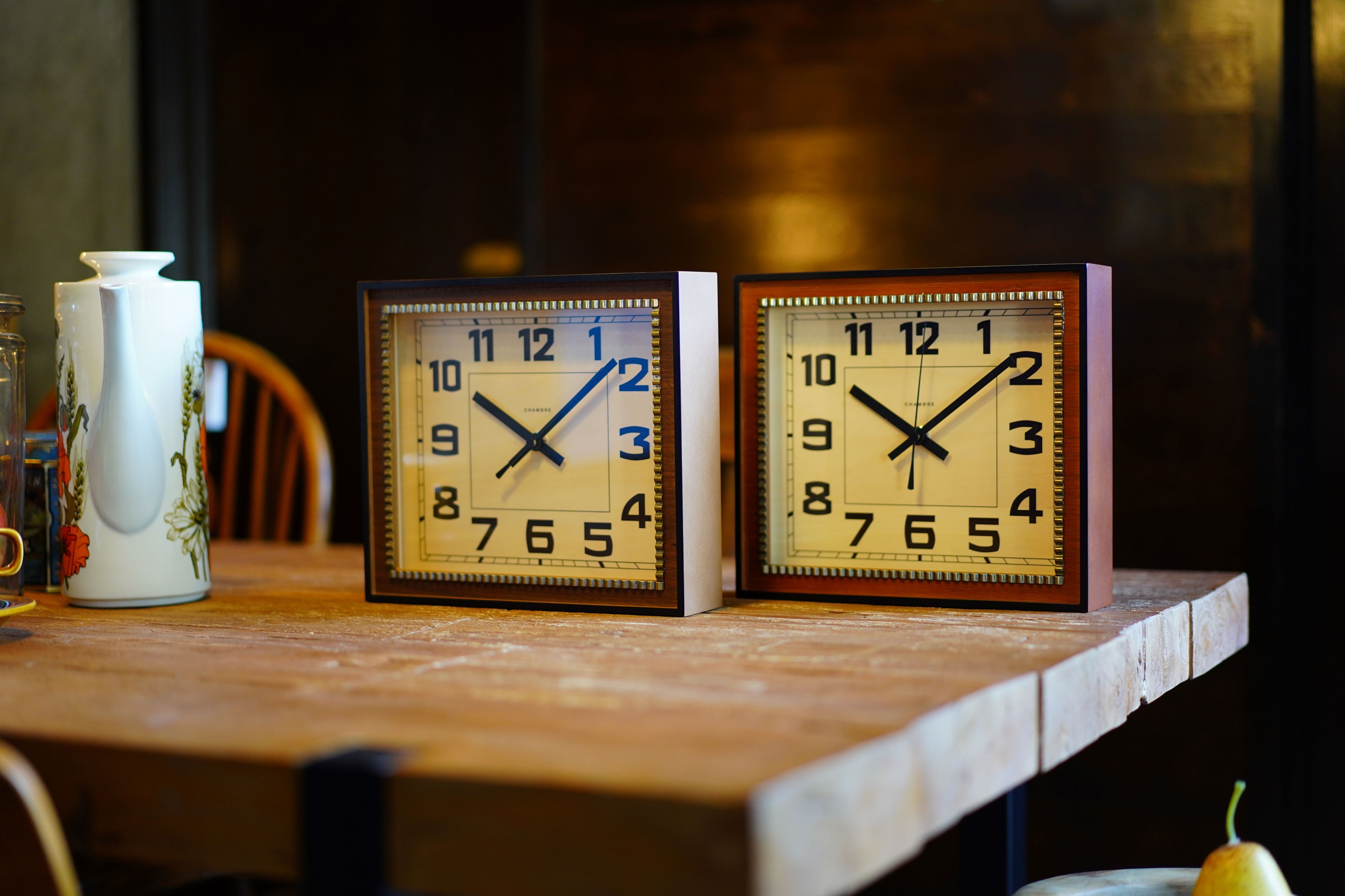 BRASS RECTANGLE CLOCK -WOODDIAL- WALNUT | シャンブル【CHAMBRE】by