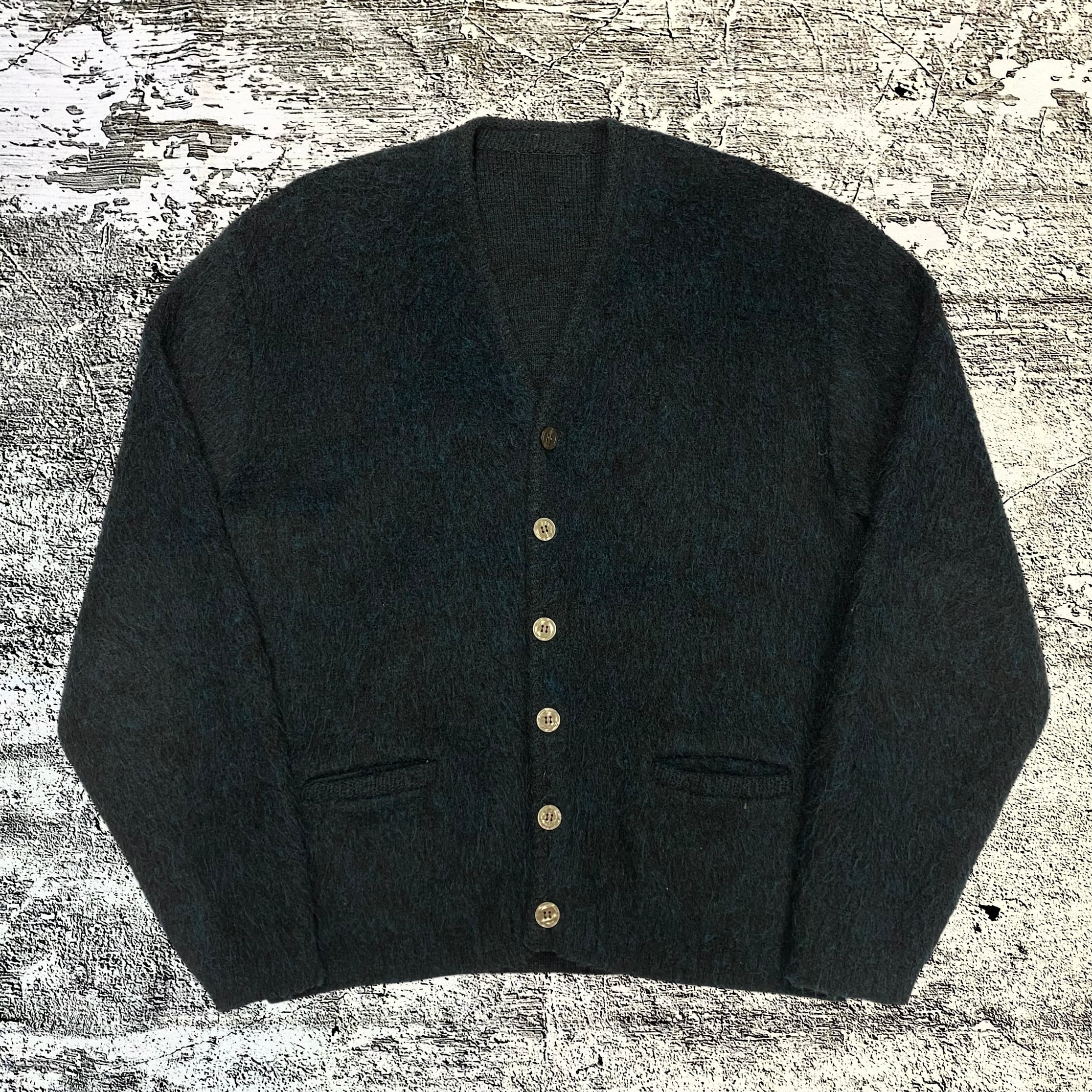 60s Mohair Cardigan black blue モヘアカーディガン 黒 青