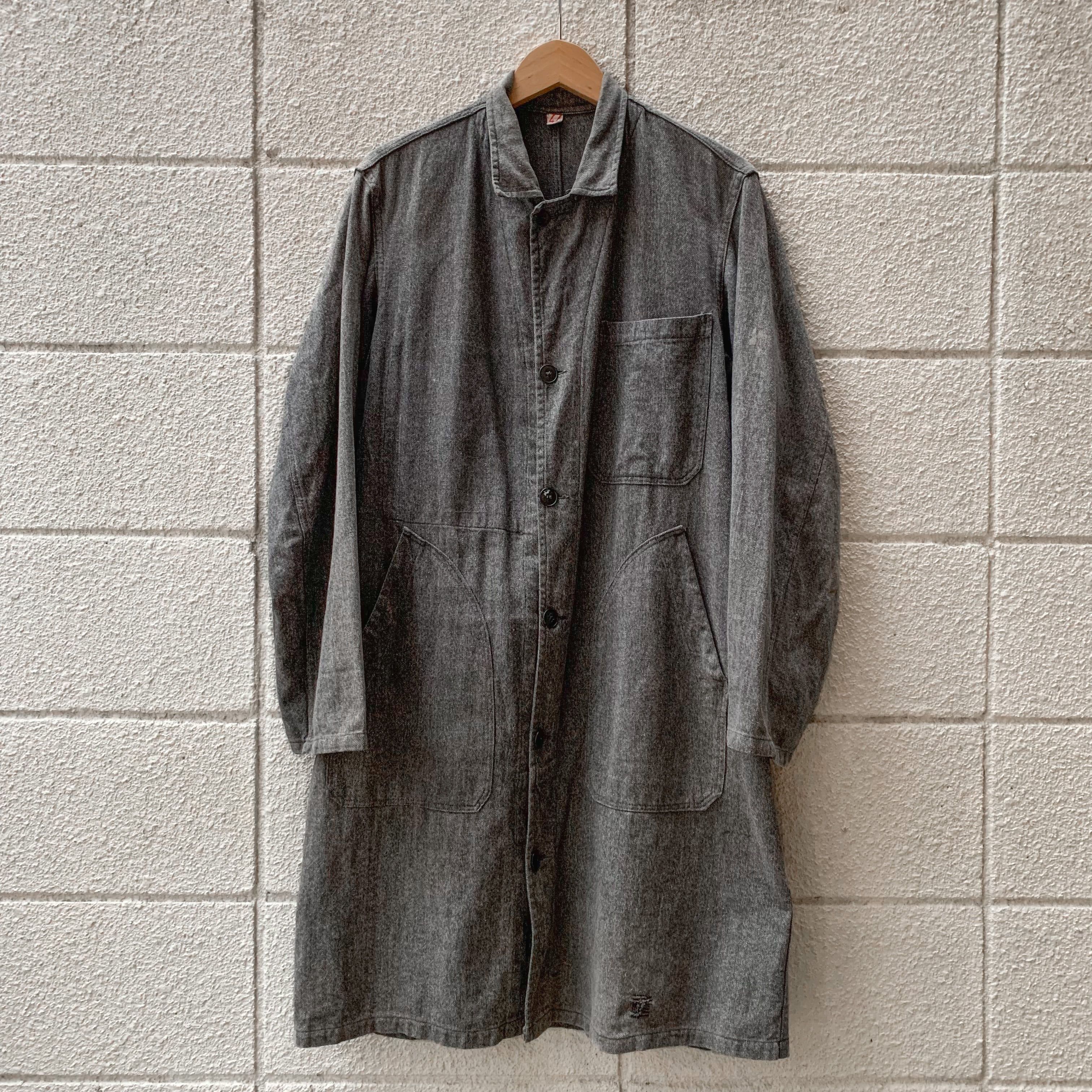 French Vintage Black Chambray Atelier Coat / フレンチワーク